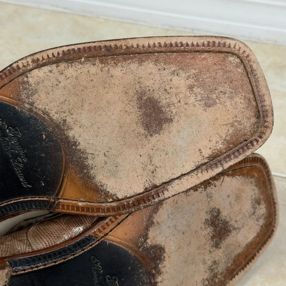 David Eden Oxford Shoes Mens 9.5 Brown Hornback Caiman Lizard Exotic Square Toe